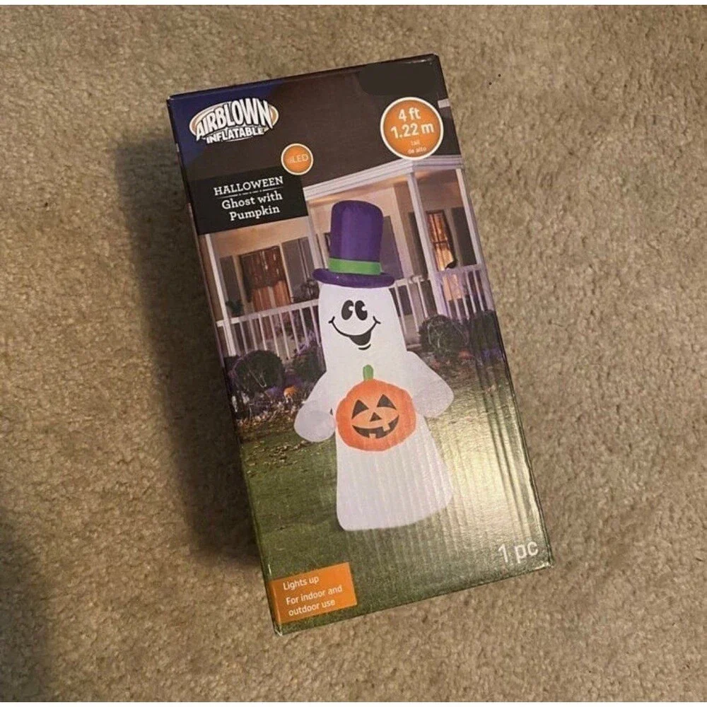 4ft Halloween Ghost with Top Hat Inflatable